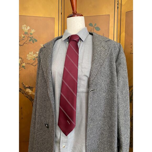 Vintage Lanvin necktie in dark red with stripes - Picture 2 of 5